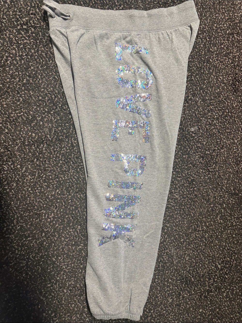 Kids Gray Jogger Sweatpants with Sparkle 'LOVE PINK' Accent